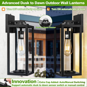 FILIYANO matte black lantern with glass panes enhances entry visibility and style.