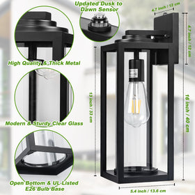FILIYANO porch sconce 16inch open-bottom design for quick bulb changes.