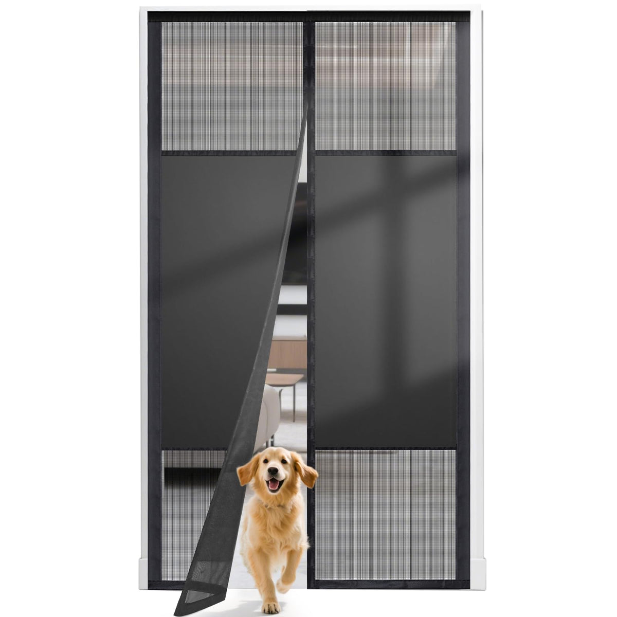 Fillis magnetic screen door with privacy for 38x81 inch fit, pet-friendly design.