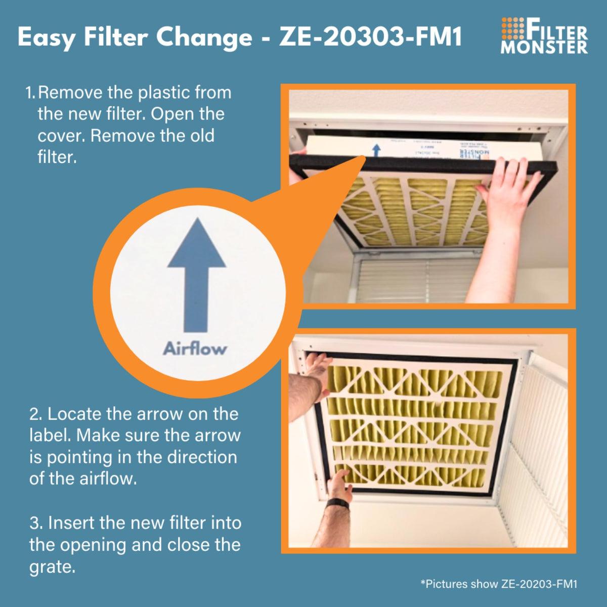 Filter Monster Zephyr VGF 20x30x3 compatible with standard return grilles