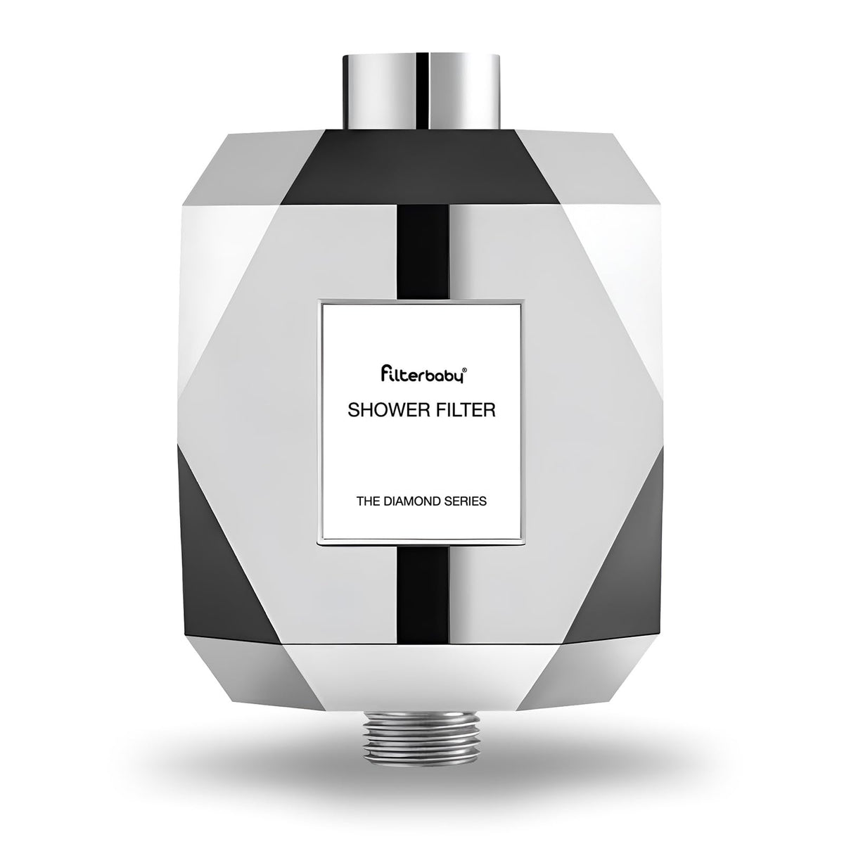 Filterbaby Diamond Shower Filter with chrome finish reduces chlorine for smoother skin