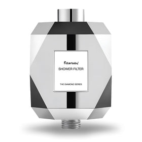 Filterbaby Diamond Shower Filter with chrome finish reduces chlorine for smoother skin