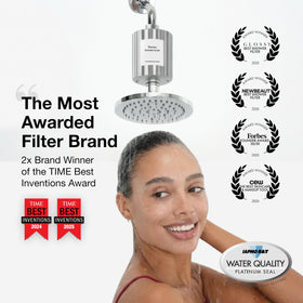 Filterbaby Signature Shower Filter Chrome carbon media close-up for impurity reduction