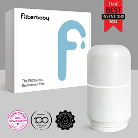 Filterbaby Skincare Filter 2.0 in hand demonstrates quick tool-free swap