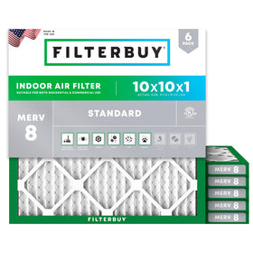 Filterbuy MERV 8 six-pack close-up highlighting convenience and efficiency.