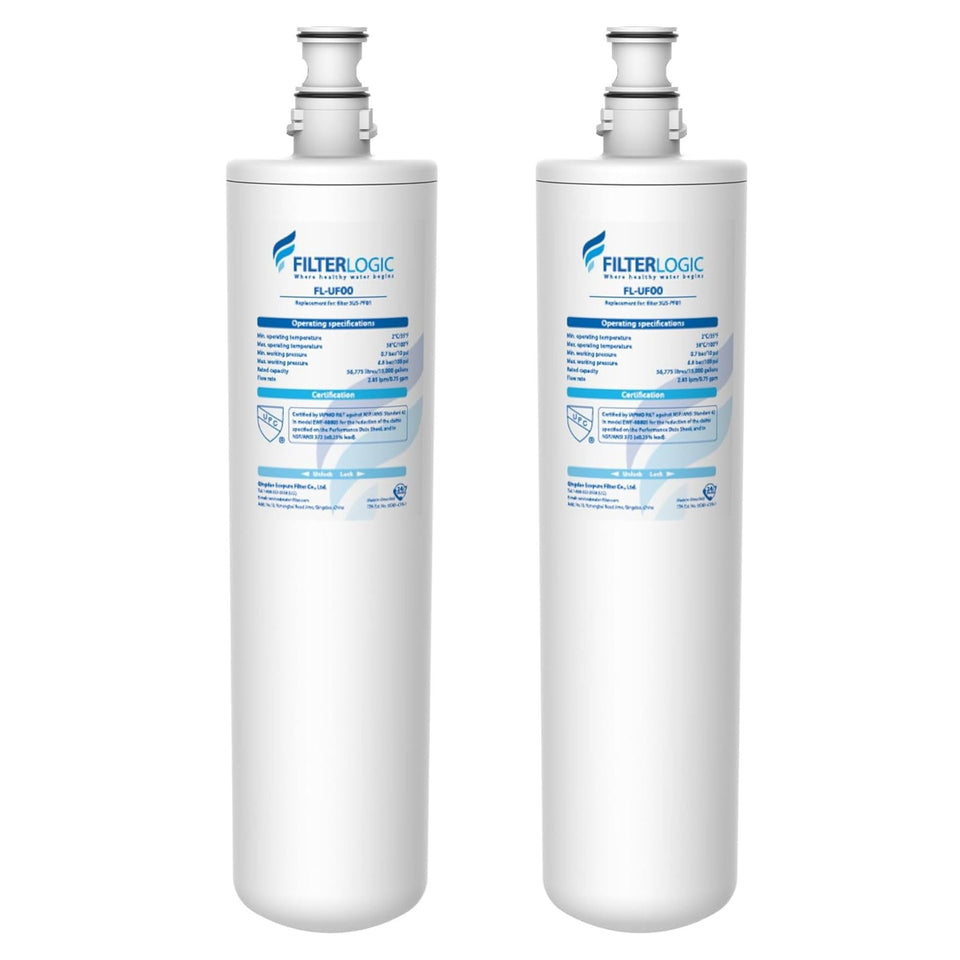Filterlogic 3US-PF01 replacement filter packaging shows compatibility with Filtrete under-sink systems