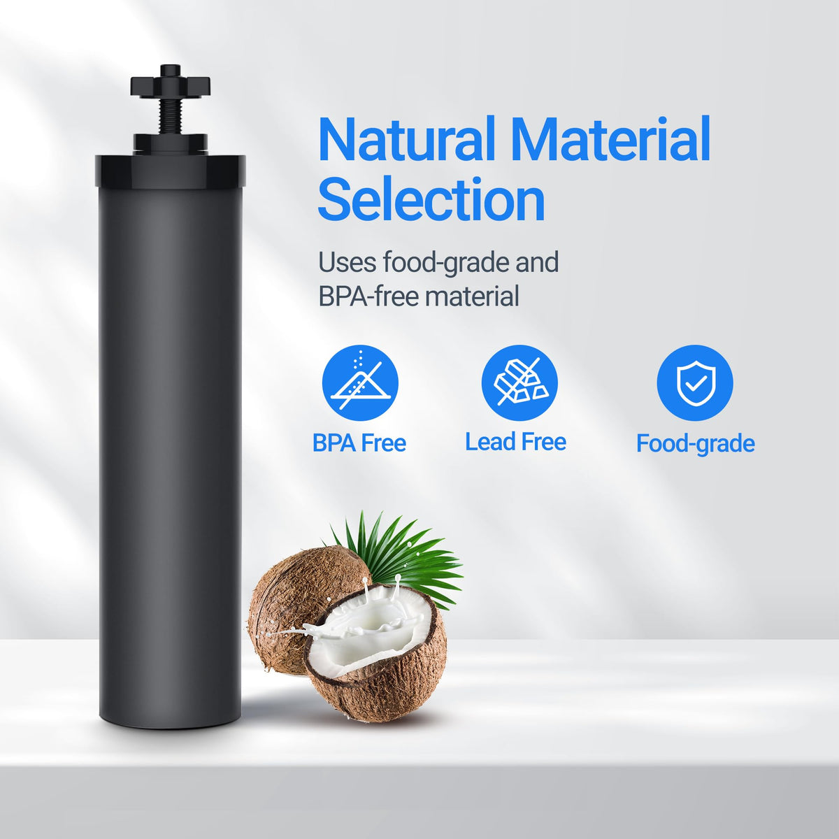 Filterlogic BPA-free coconut shell carbon emphasizes safe filtration