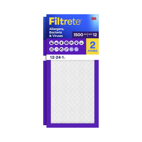 Filtrete 12x24x1 packaging box showing a 2-pack for easy replacement.