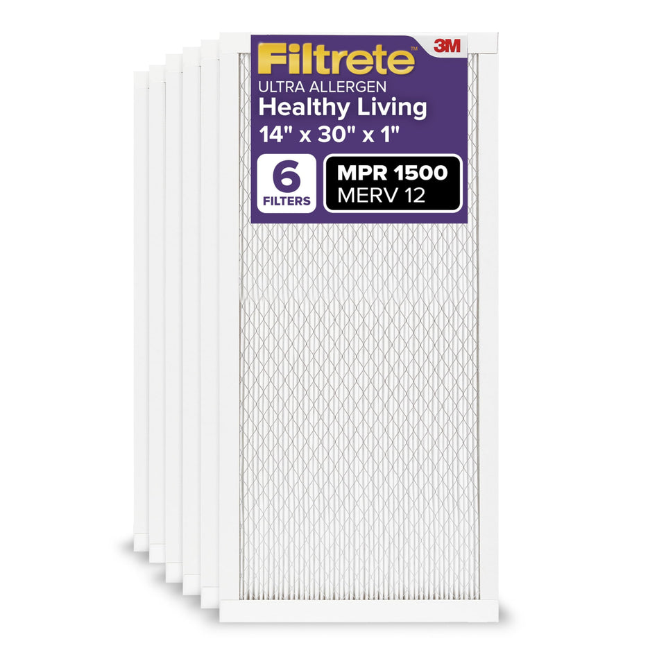 Filtrete six-pack of 14x30x1 filters ready for simple replacement and cleaner indoor air.