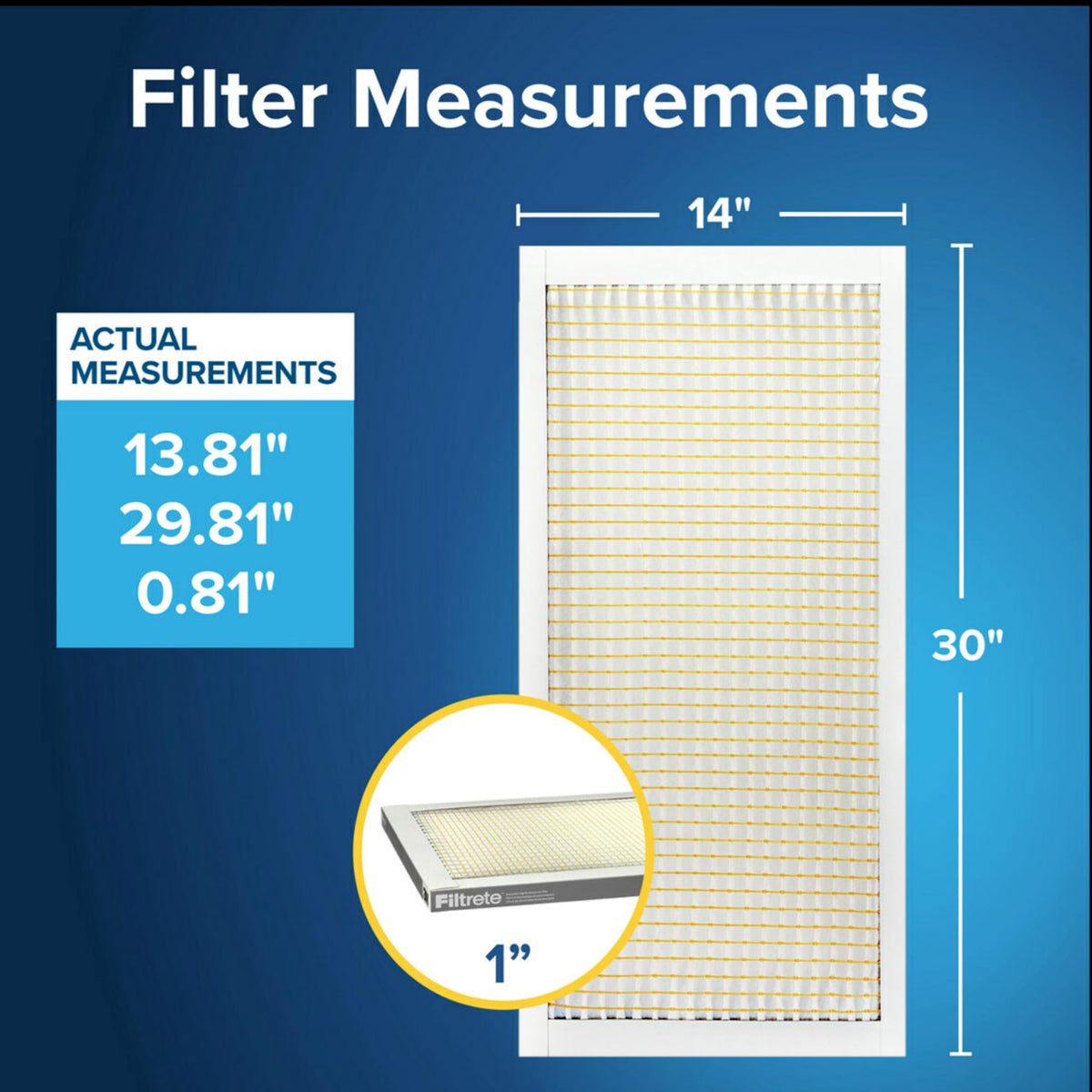 Filtrete 14x30x1 pleated close-up showing electrostatic fibers for better filtration