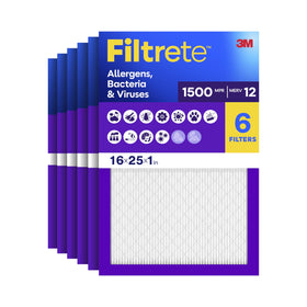 Filtrete 16x25x1 air filter in use, capturing dust and allergens.