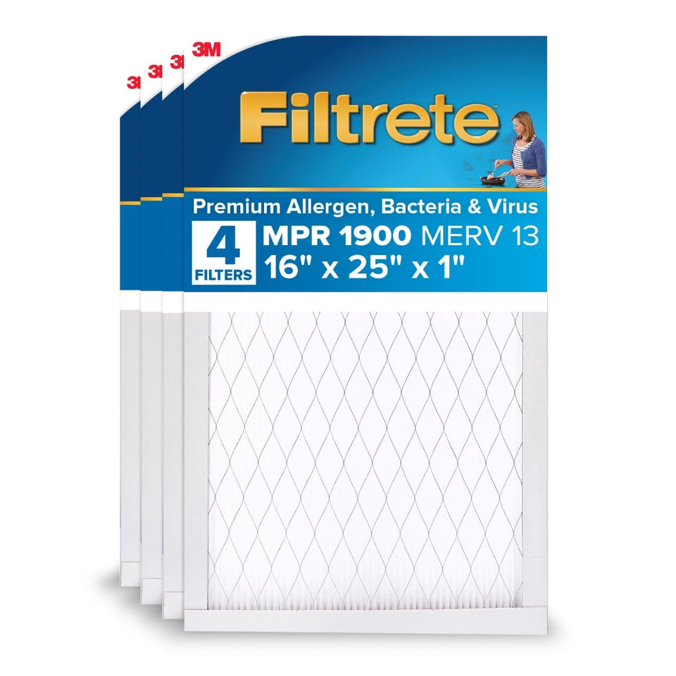 Filtrete 16x25x1 filter front view improves indoor air quality.