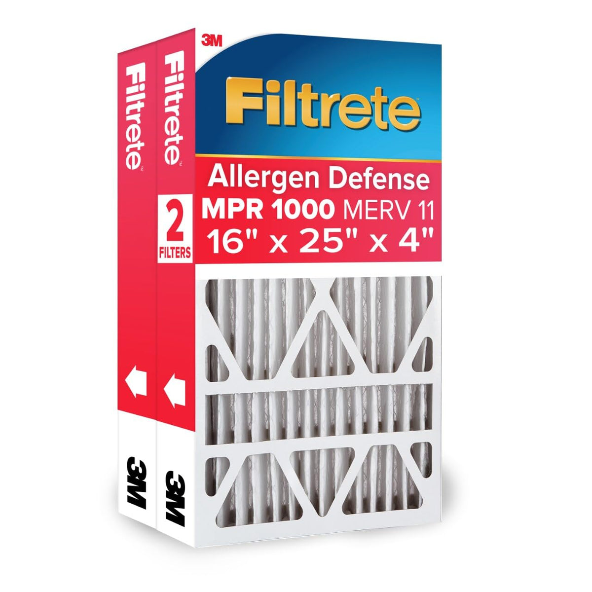 Filtrete 16x25x4 air filter closeup showing electrostatic filtration for cleaner air