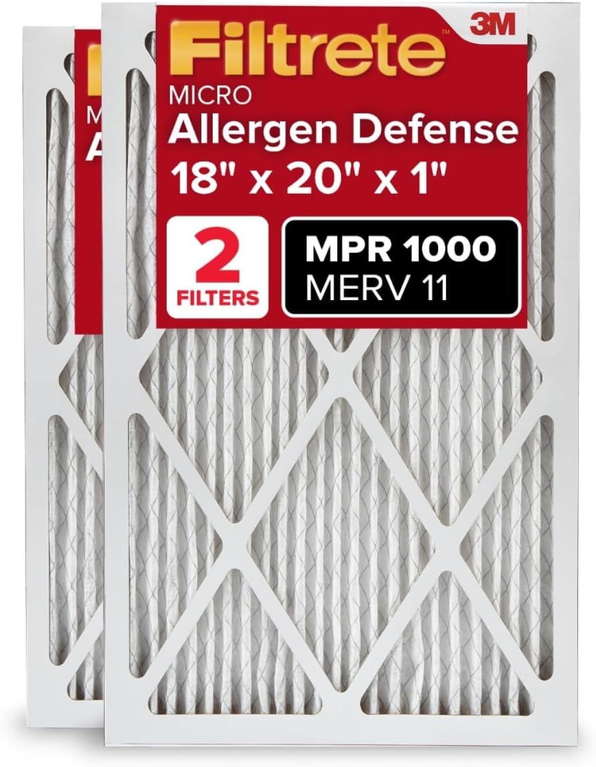 Filtrete 18x20x1 two-pack front view for easy installation and cleaner air