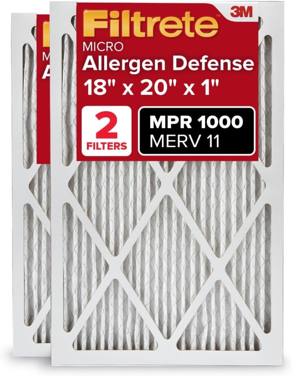 Filtrete 18x20x1 two-pack front view for easy installation and cleaner air
