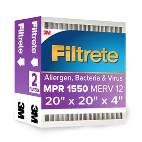 Filtrete 20x20x4 filter pack front view for cleaner indoor air.
