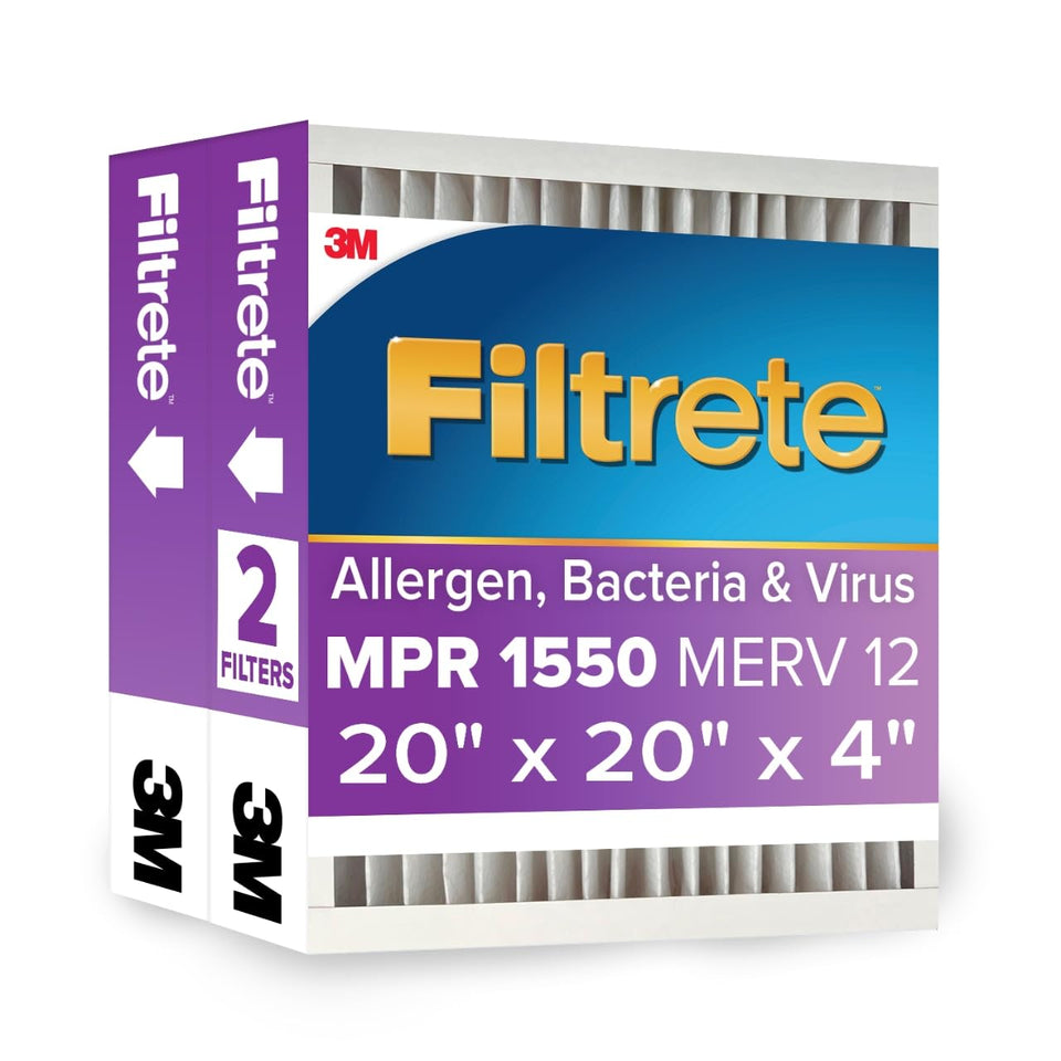Filtrete 20x20x4 filter pack front view for cleaner indoor air.