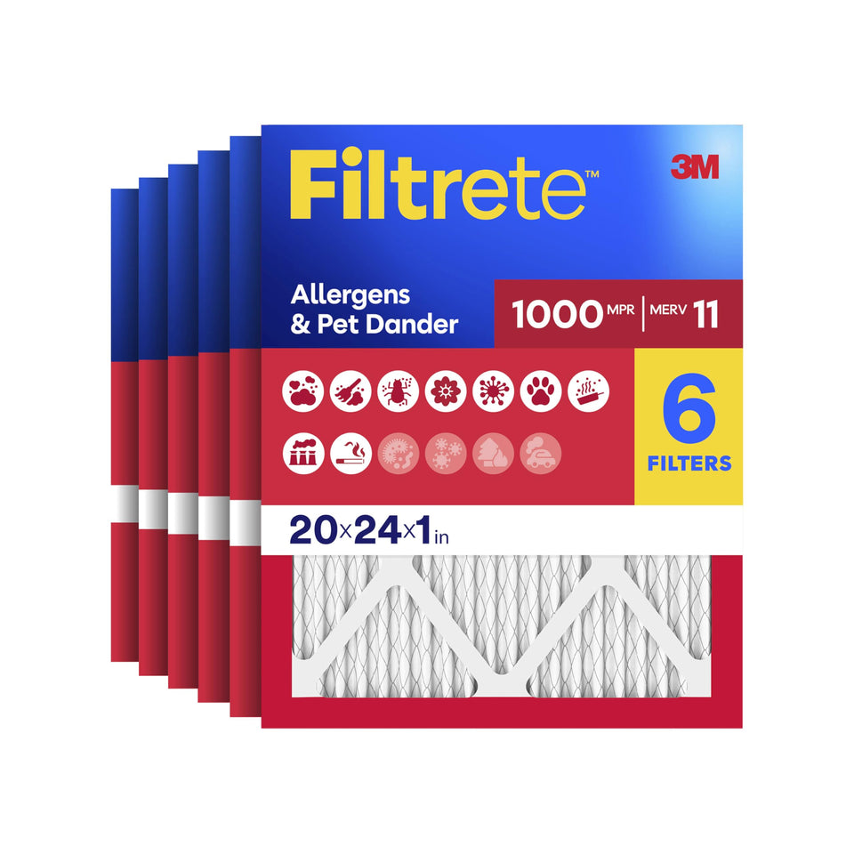 Filtrete 20x24x1 filter pack improves air quality with six-pack convenience.