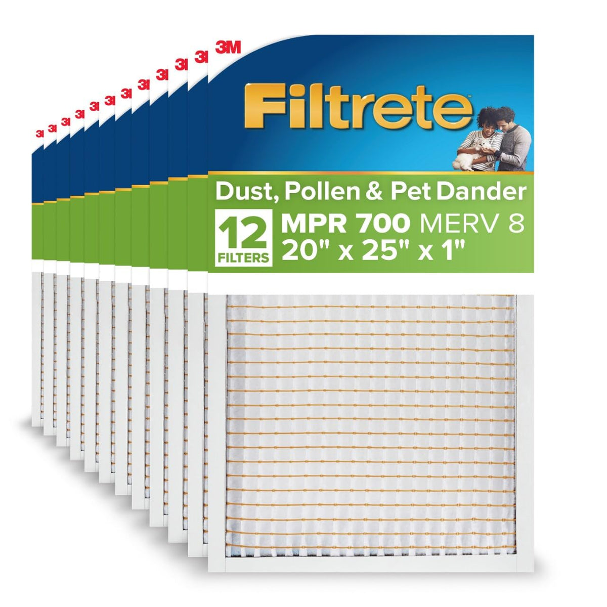 Filtrete 20x25x1 filter front view in packaging highlights brand and size