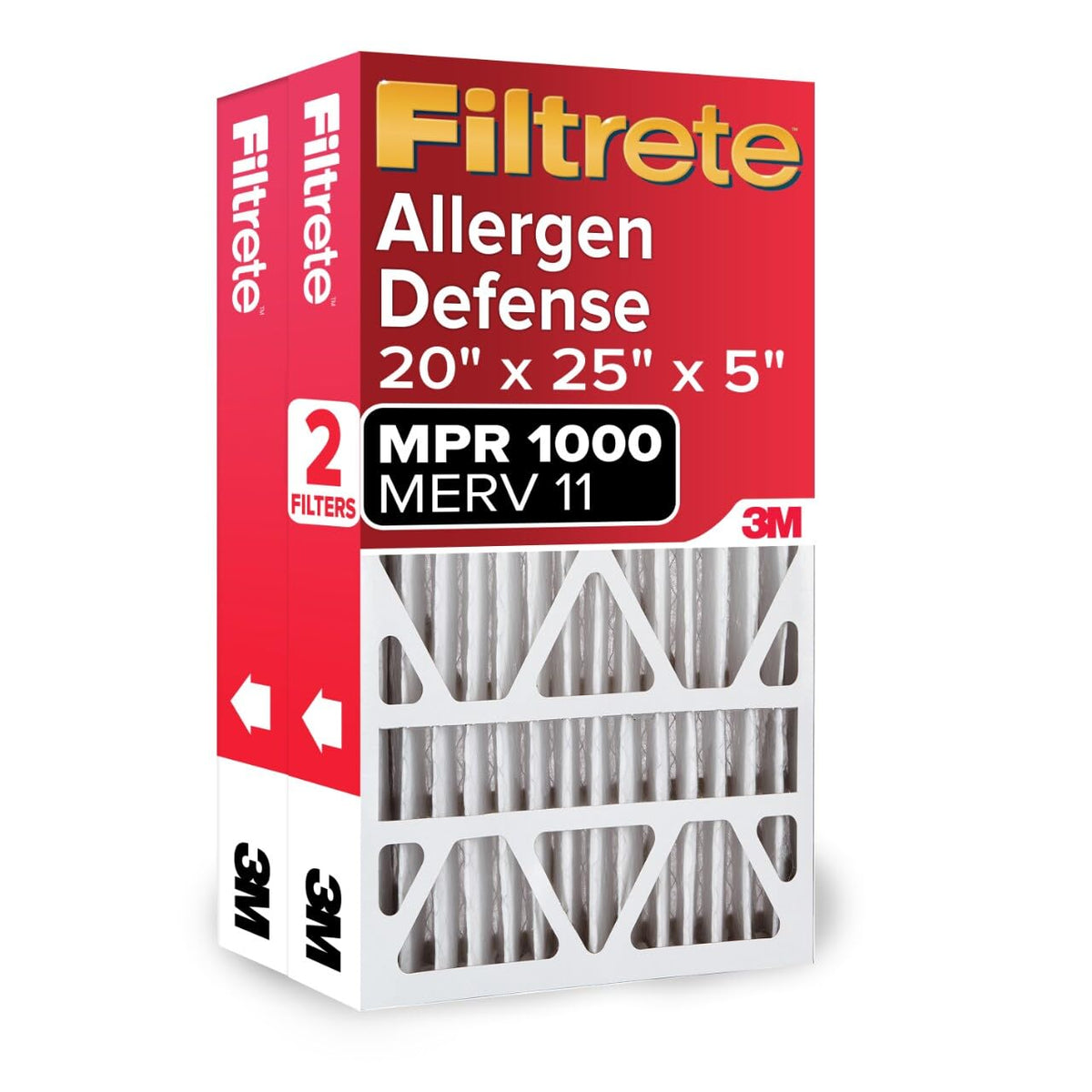 Filtrete 20x25x5 pleated filter close-up showing dense filtration for cleaner air