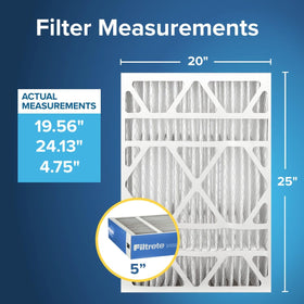 Filtrete 20x25x5 filter side-packaging view highlighting bulk value and long-term maintenance.