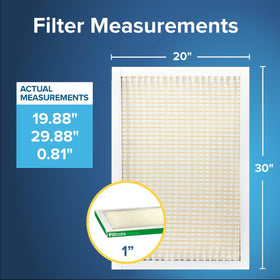 Filtrete 20x30x1 air filter side view showing slim 1-inch profile.
