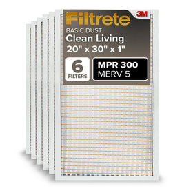 Filtrete 20x30x1 six-pack actual-size filter for easy replacement and backups