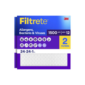 Filtrete 24x24x1 two-pack front view shows two filters for cleaner air