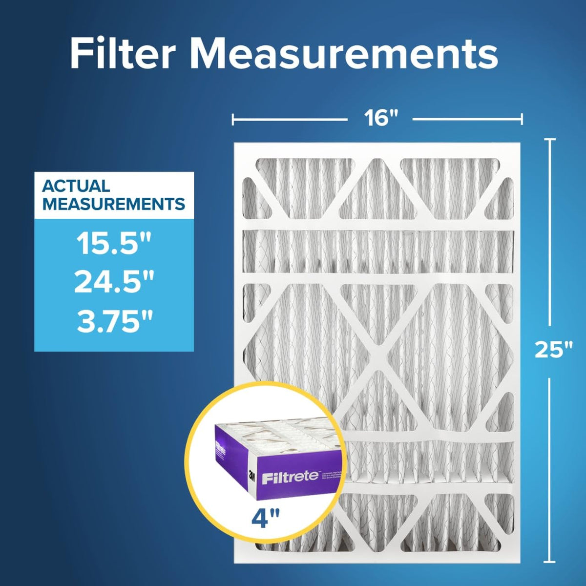 Filtrete 3-in-1 technology illustration showing particle capture and airflow.
