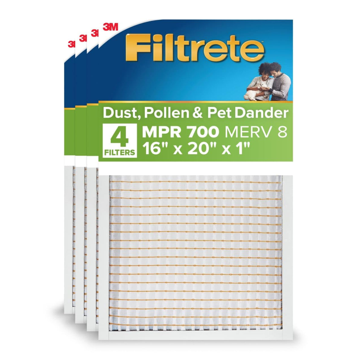 Filtrete four-pack packaging closeup for easy replacement planning