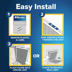 Filtrete electrostatic filter close-up highlights dust and pet dander capture.