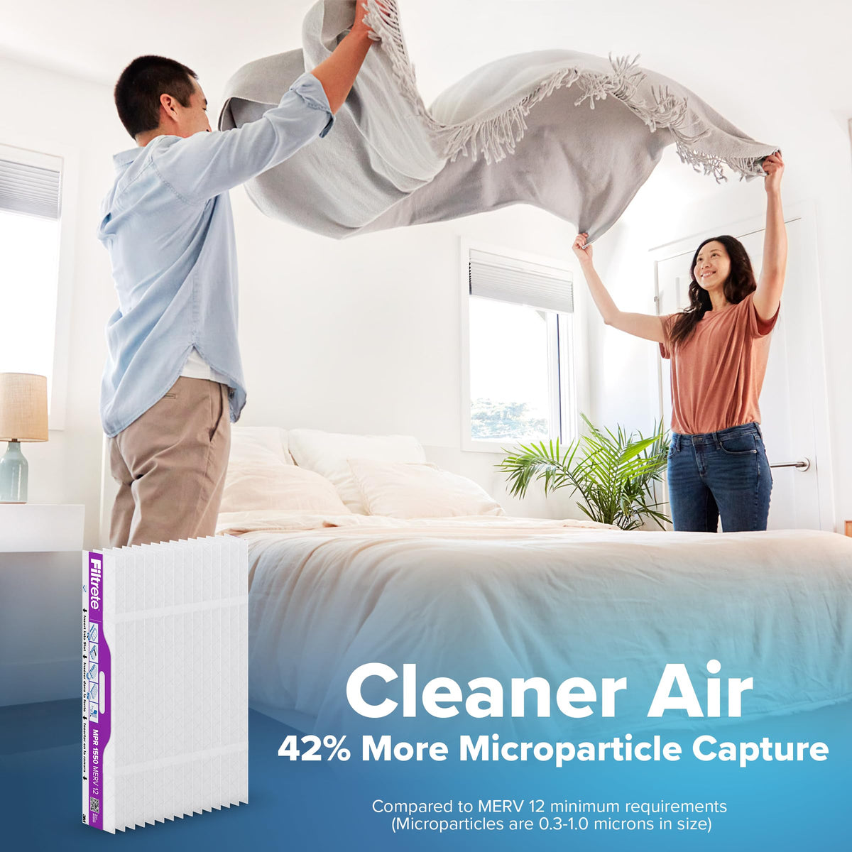 Filtrete MPR1550 collapsible filters pack highlights space saving design