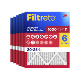 Filtrete six-pack pleated filter in packaging promotes easy replacement and cleaner indoor air.