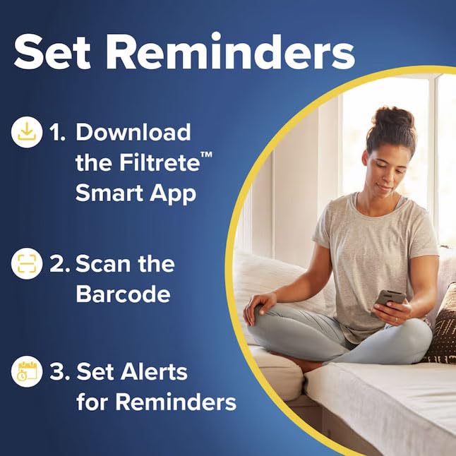 Filtrete Smart app reminder screen showing barcode scan.