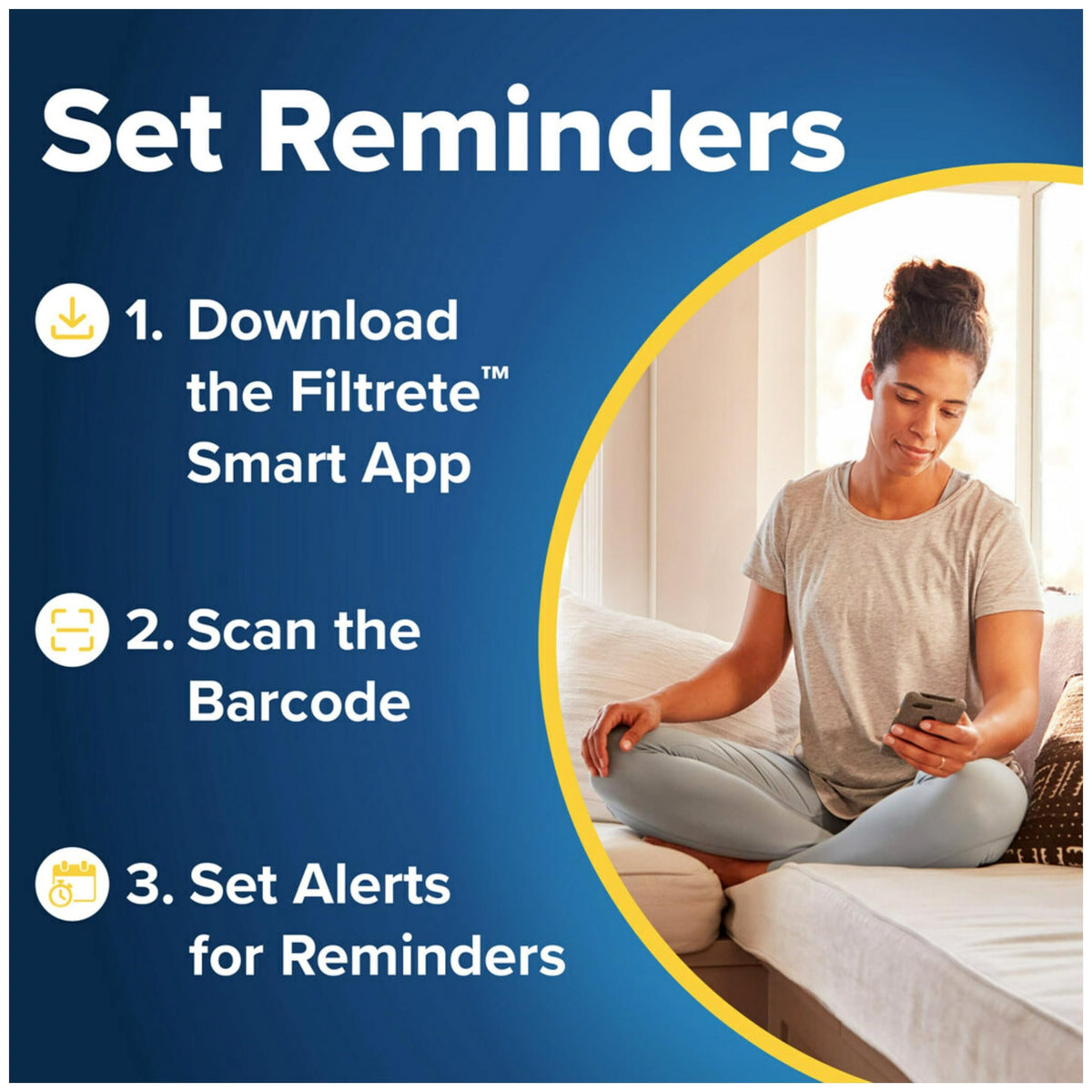 Filtrete smart app reminders image suggests maintenance scheduling at home.