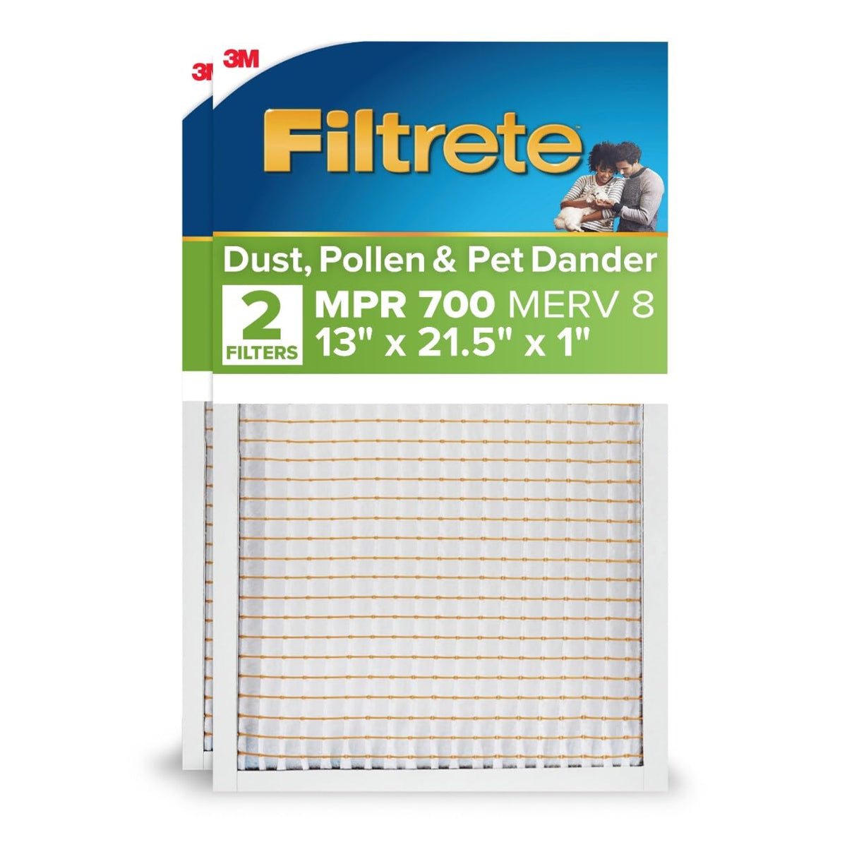 Filtrete two-pack furnace filter ready for replacement improves air quality