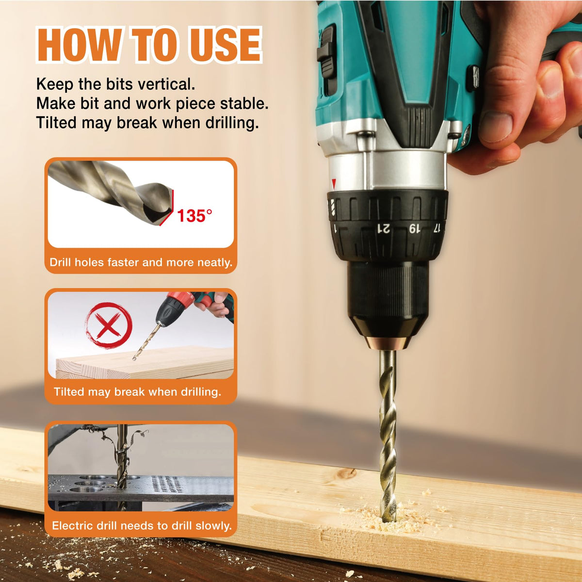 FiLwW cobalt drill tackling cast iron with robust cutting action.