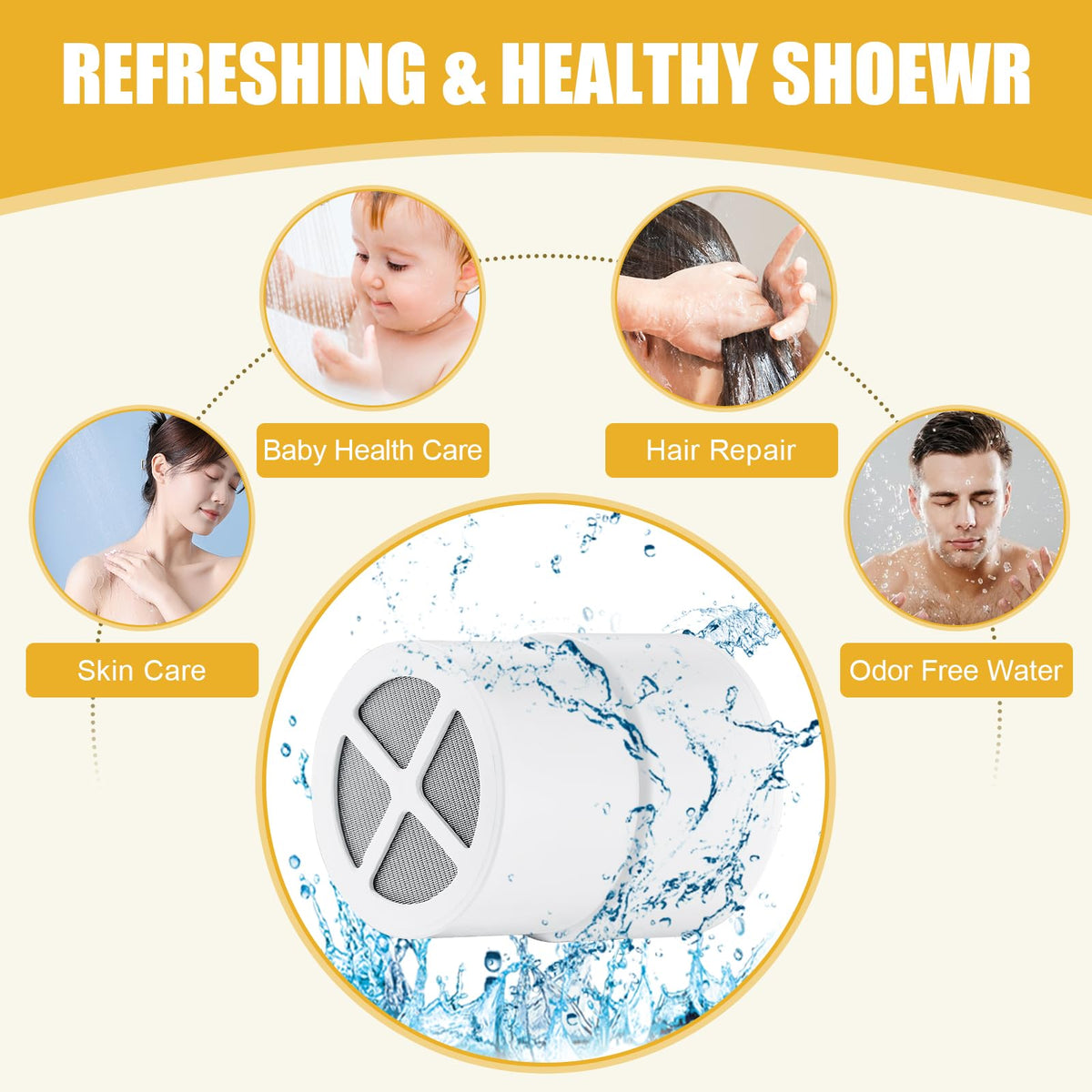 Easy installation demonstration of Filymosie Jolie cartridge on a compatible shower head.
