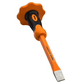 Finder 12-inch flat chisel with handguard for durable masonry work and safety.
