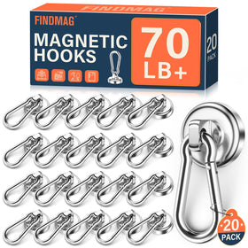 FindMAG magnetic hooks with swivel carabiner for versatile hanging.