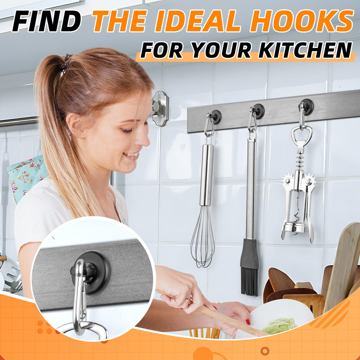 FINDMAG magnetic hooks in kitchen setup for organized utensils