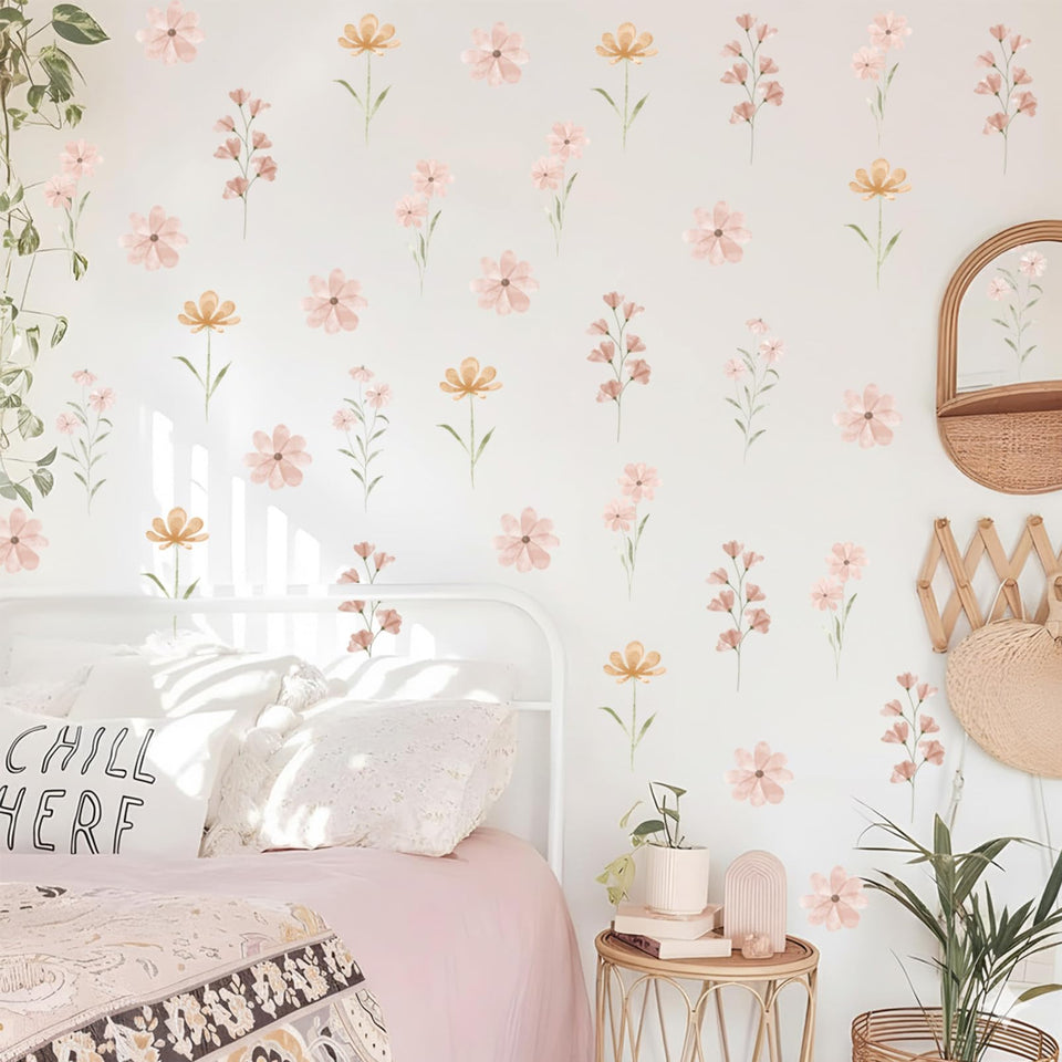 Finduat boho daisy wall stickers set for girls rooms adds charm and easy wall decor
