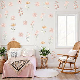 Finduat floral wall art stickers deliver vibrant pink beige tones for nurseries
