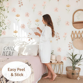 Finduat dual-layer printing creates rich detail in pink and beige floral designs