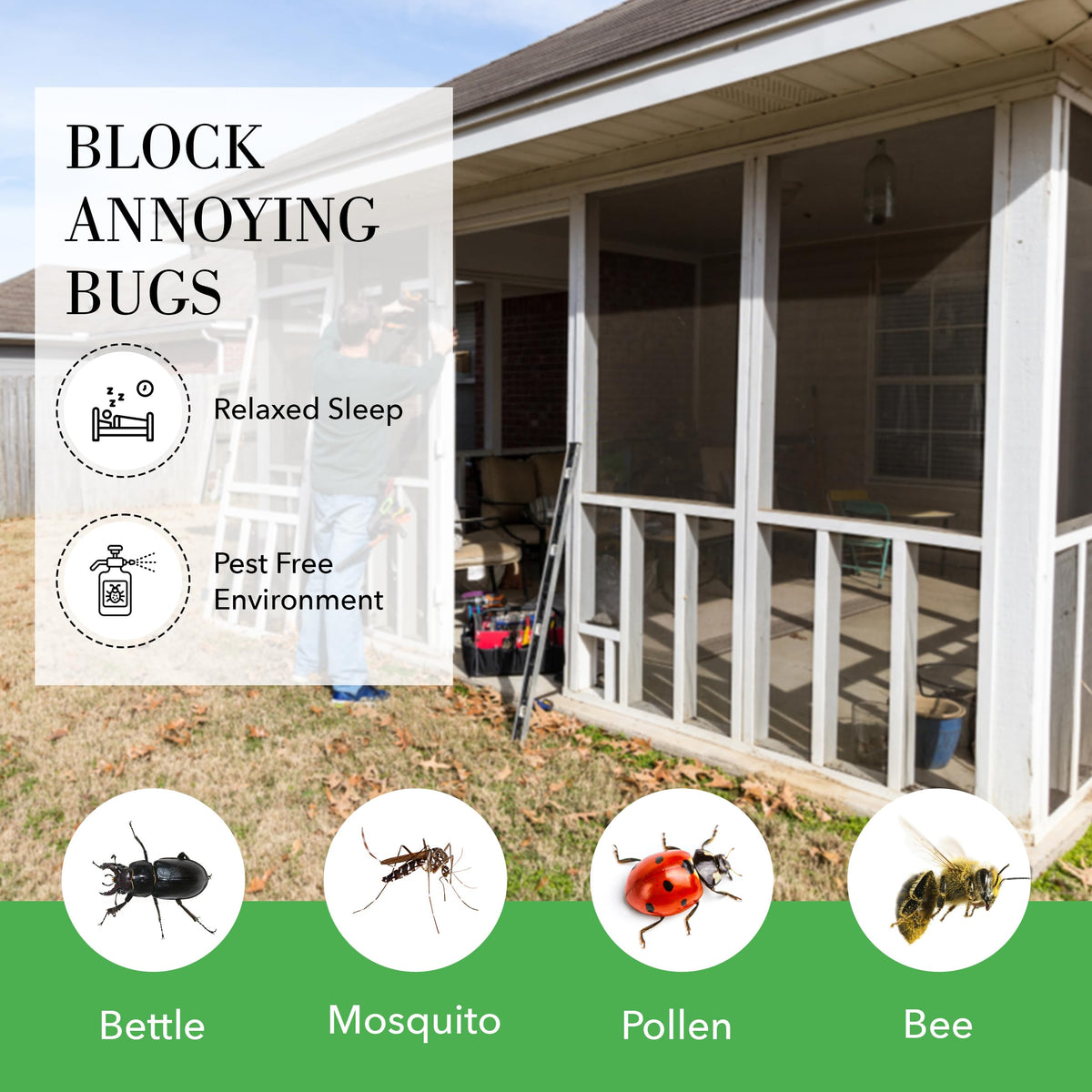 Fine Product Supply curved-angle spline stabilizes porch and patio screens.