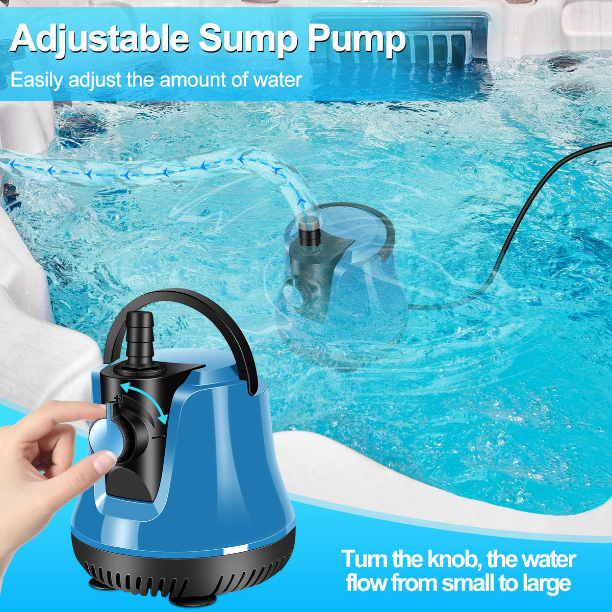 FineBud submersible pump side profile with compact design for easy storage