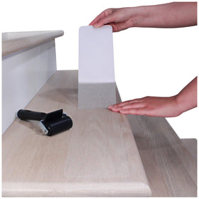 FINEHOUS 32x4 clear stair tread on wood stairs improves traction.