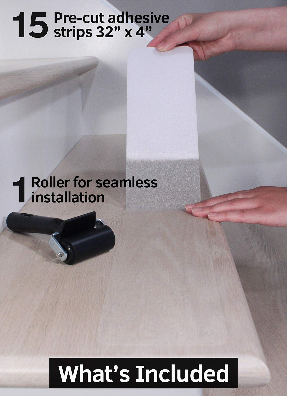 FINEHOUS clear stair treads cover more surface for safer indoor stairs.
