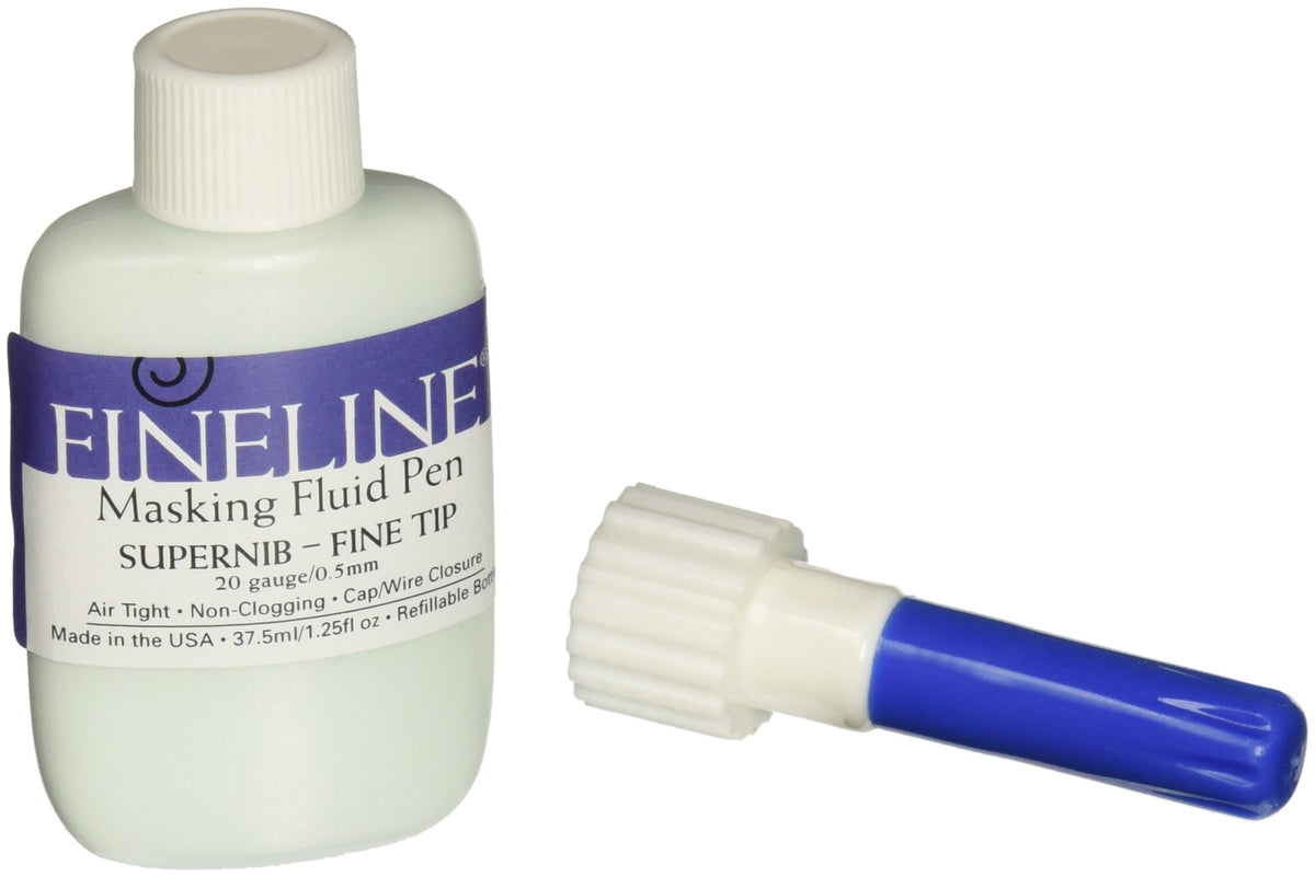 Fineline Masking Fluid Pen with 20 gauge tip for precise masking in acrylics
