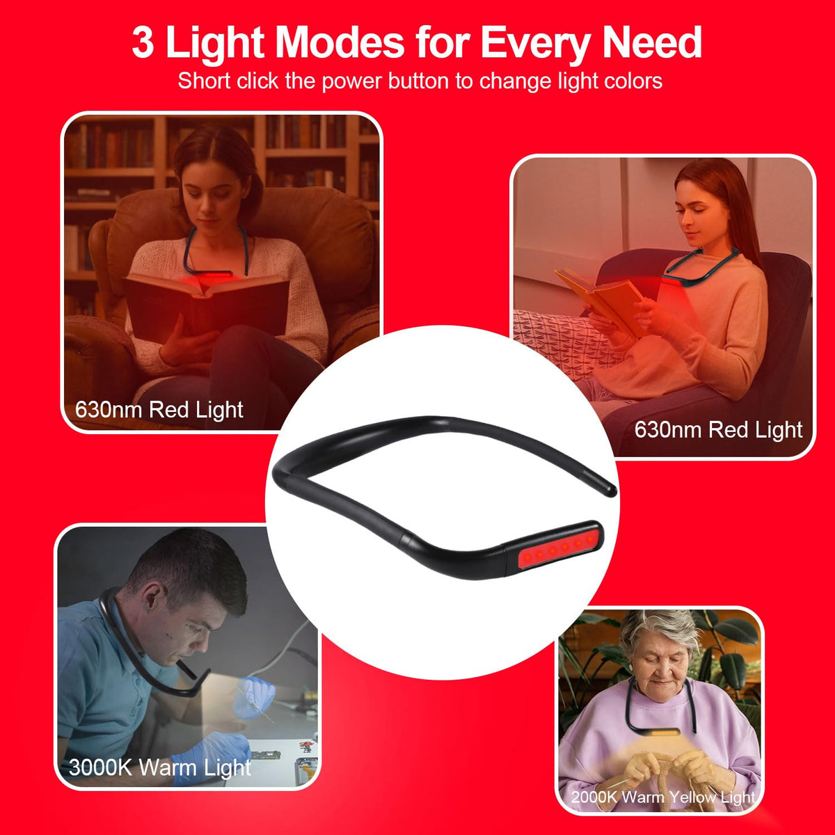 Finezeal stepless dimming for precise brightness control during close work.